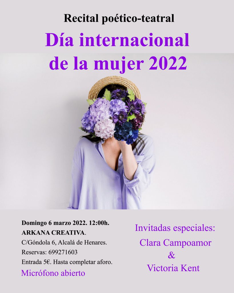 Cartel del recital por el Día Internacional de la Mujer 2022 en Arkana Creativa